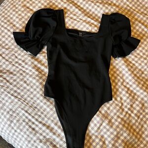 Puff Sleeve Black Bodysuit